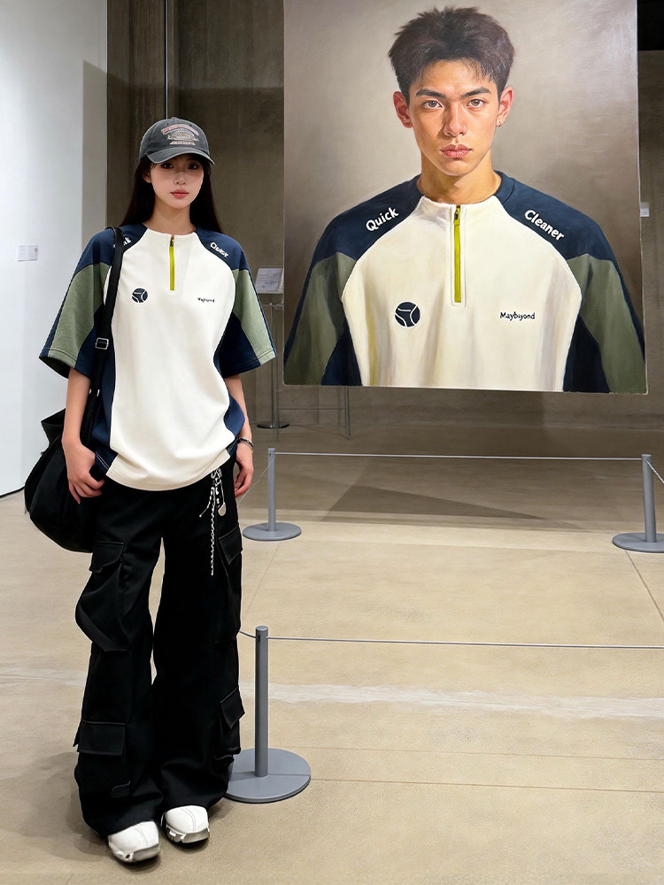 Outdoor Sport Clothing Brands - Schnelltrocknende Fahrradbekleidung für Herren, Sommer-Trendmarke, Farbblock-Design,