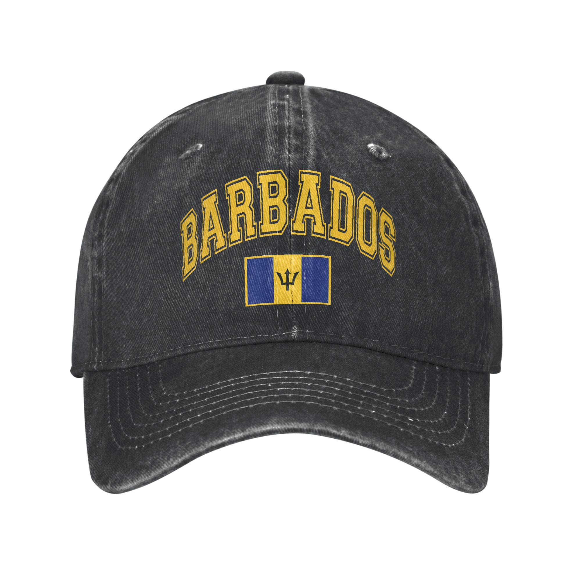 Outdoor Sport Hat Classic - Gewaschene Baseballkappe mit Barbados-Flaggen-Motiv, Sommer-Hip-Hop-Hüte für