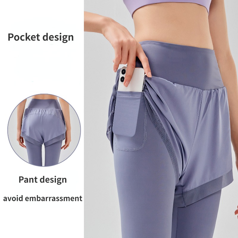 Outdoor Sport Leggings - Frauen fälschen zweiteilige Leggings nahtlose Leggings