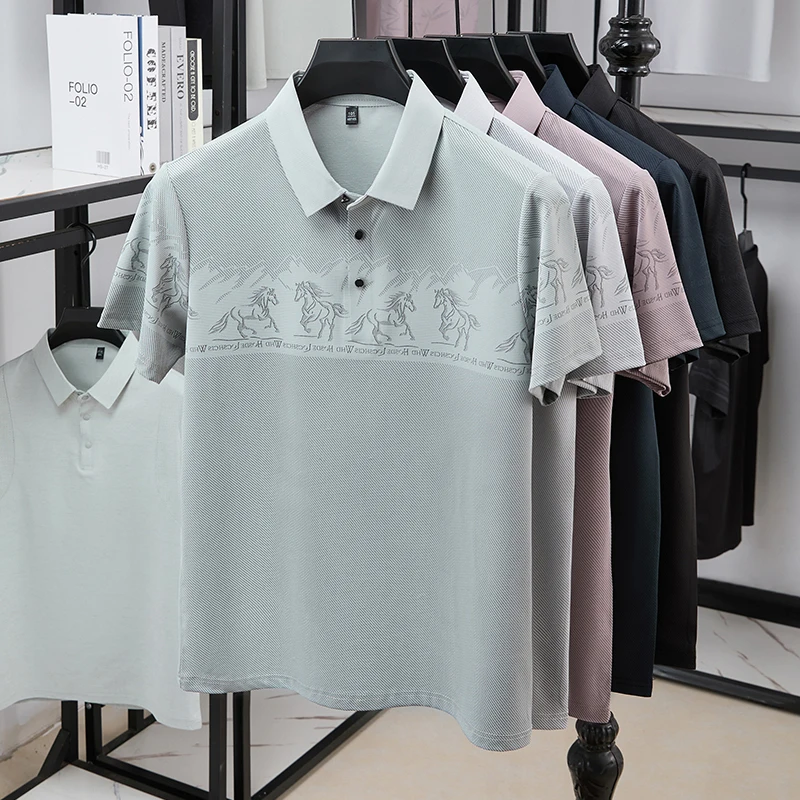 Polo Shirt Equestrian - Herren-Poloshirt mit halbem Brustbereich bedruckt mit