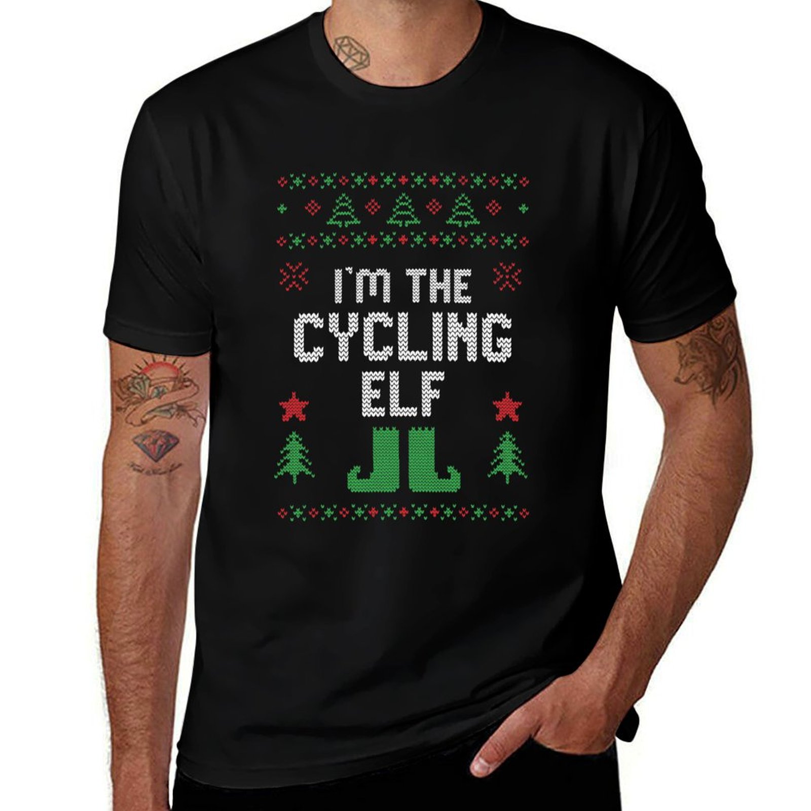 Outdoor Sportsman Group - Cycling Elf Hässliches Weihnachtskostüm Passendes Familien-Gruppen-T-Shirt