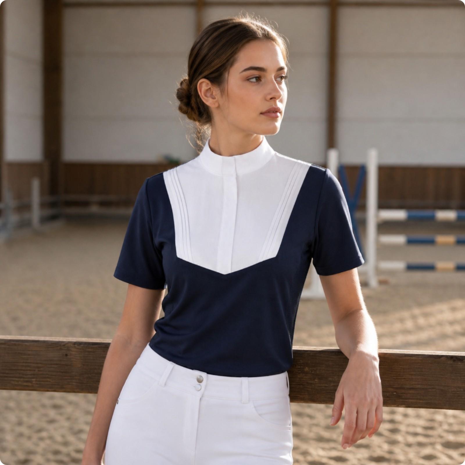 Polo Shirt Equestrian - Damen Leichtes Reit-T-Shirt mit Reißverschluss, Athletisches