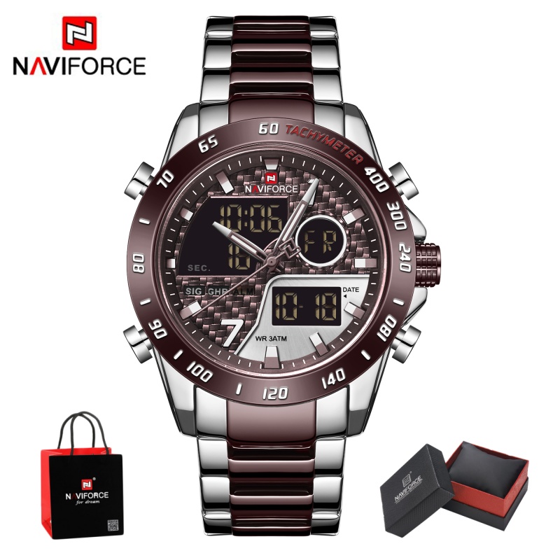 Outdoor Sport News - NAVIFORCE Herren Neue Analog-Digital-Uhr 3ATM Wasserdicht